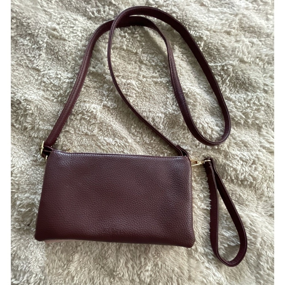 Kedzie Eclipse Convertible Wallet Crossbody Pouch Burgundy Pink Lots Of Pockets